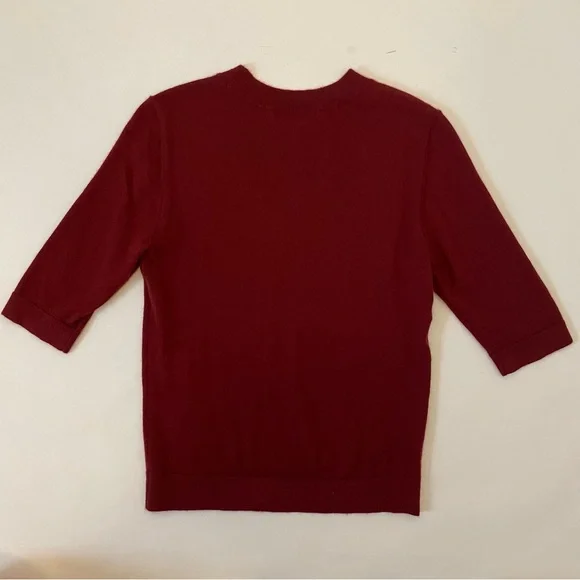 CO Short Sleeve Cashmere Sweater in Red Bordeaux XS Quiet Luxury Minimalist $595 - Picture 13 of 13